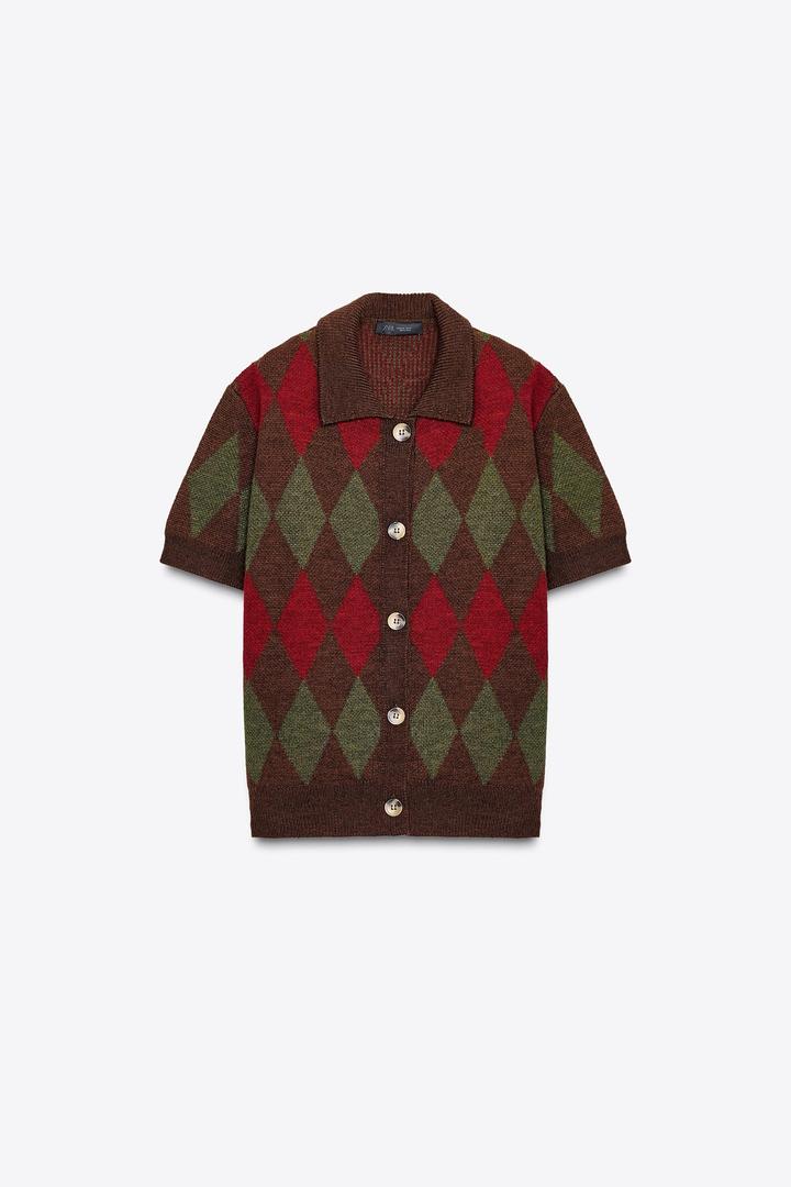 ZARA теплый кардиган в ромбы
