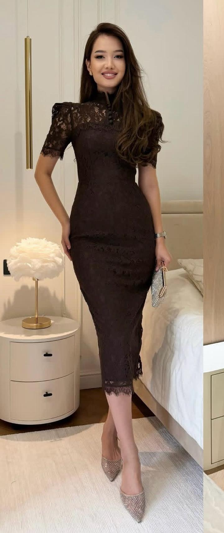 Leely Кружевное платье миди
