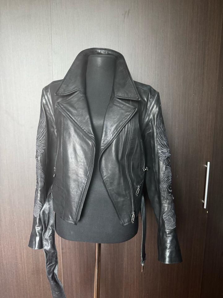 Винтажная кожаная косуха  Philipp Plein