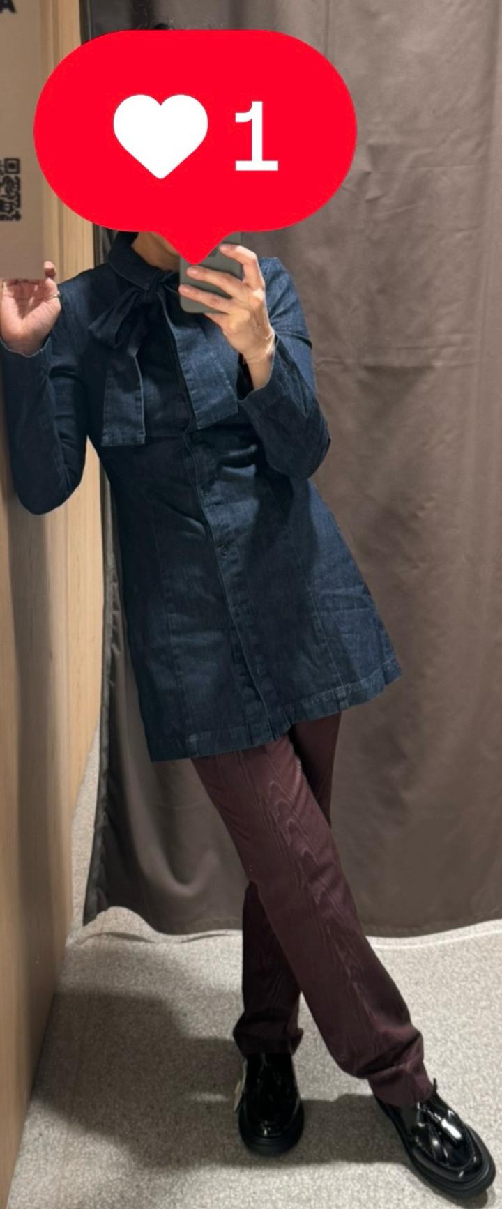 Zara Джинсовое платье с бантом
