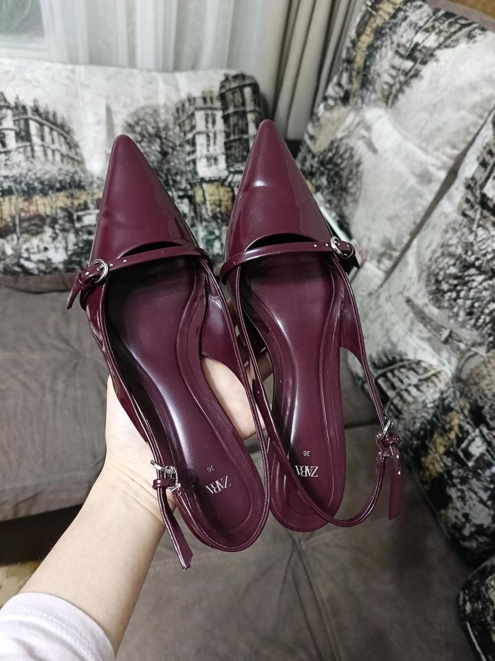 Туфли бордовые zara