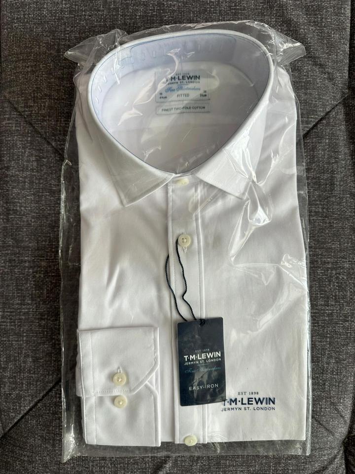 Новая белая рубашка T.M.Lewin London, хлопок Poplin, ворот 41, рукав 91