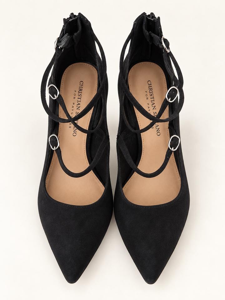 Замшевые туфли Christian Siriano со страпами и шпилькой 🖤👠