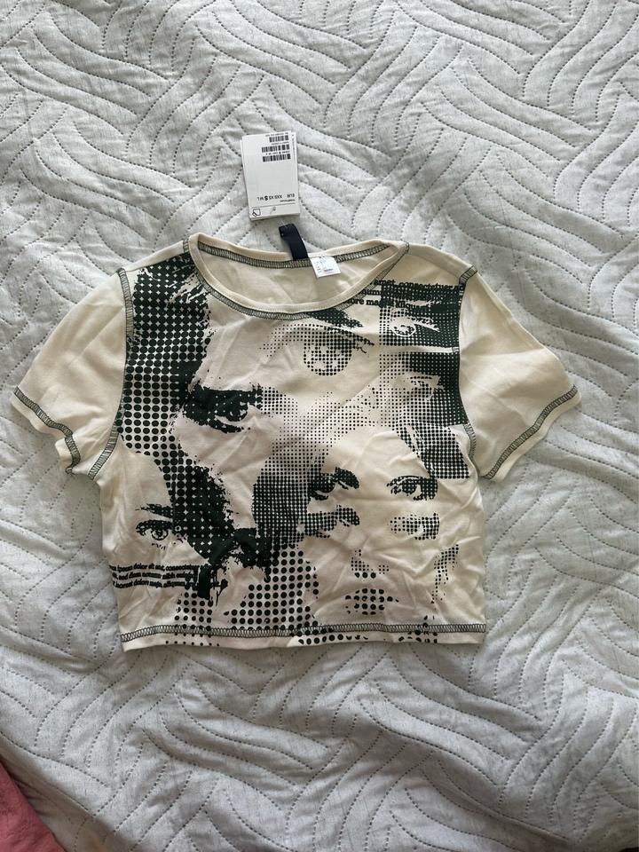 Укороченная футболка с принтом H&M