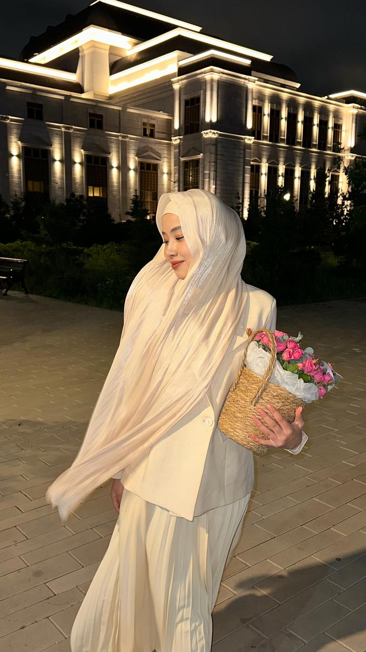 muslim Женский костюм с юбкой плиссе + платок органза