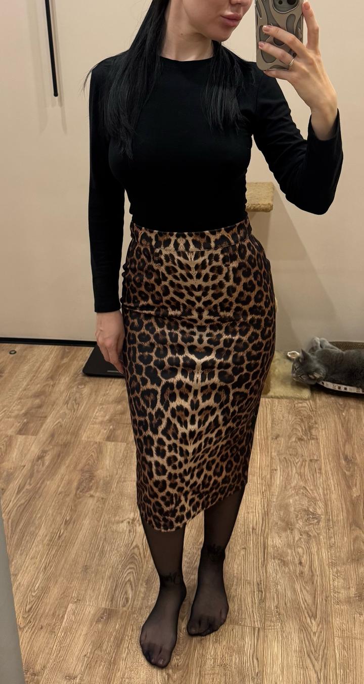 Юбка Topshop миди леопардовая