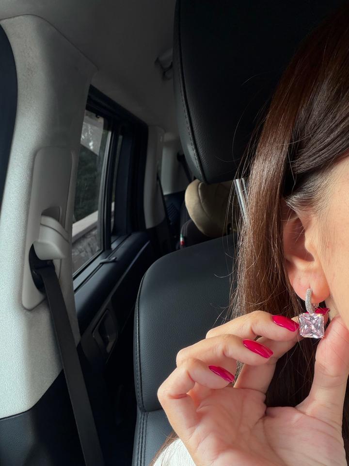 Серьги серебро 925 с крупным кристаллом карбоном