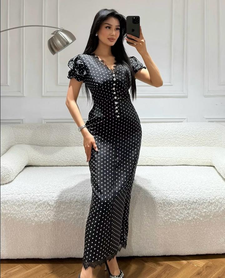 my look Платье миди в горошек