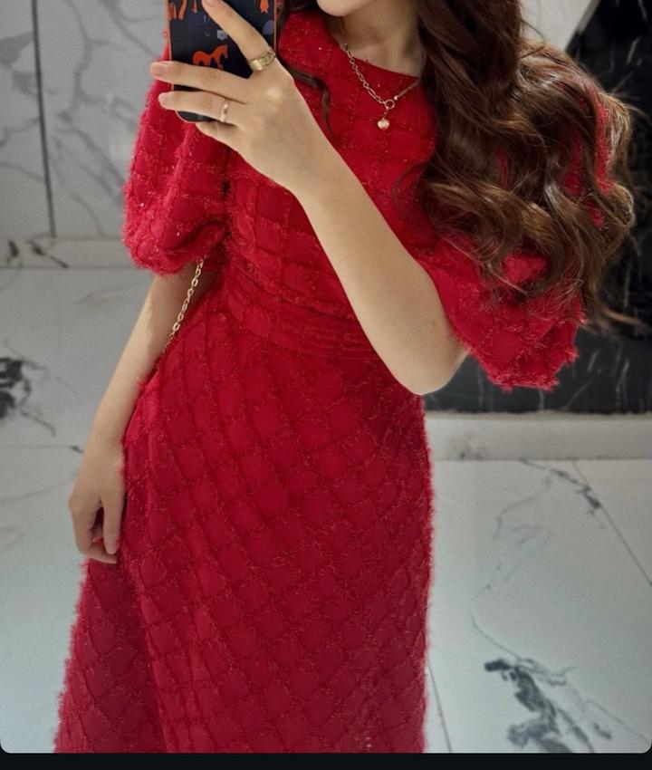 Stylish Красное фактурное платье