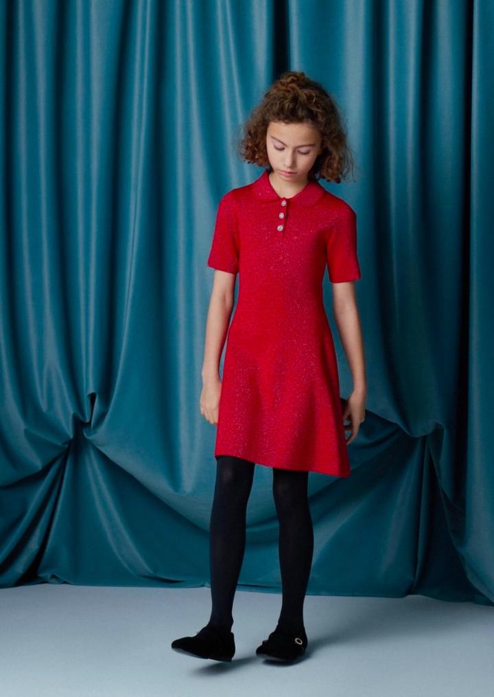 Платье LIME Kids с воротником и коротким рукавом