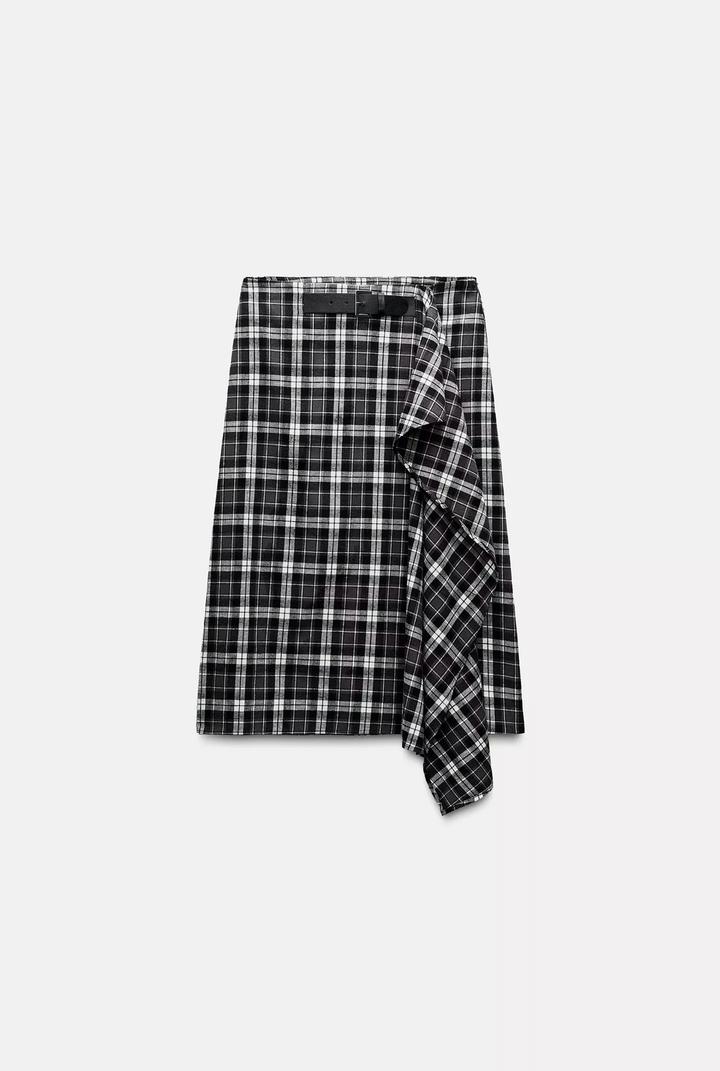 Юбка в клетку с запахом Zara