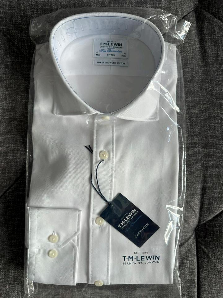 Новая рубашка T.M.Lewin London, белая Cutaway Twill, ворот 41, рукав 91