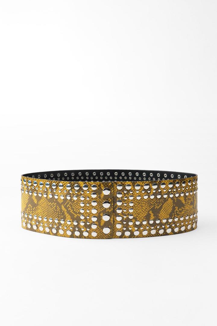 Широкий ремень ZARA с заклепками 100% бычья кожа