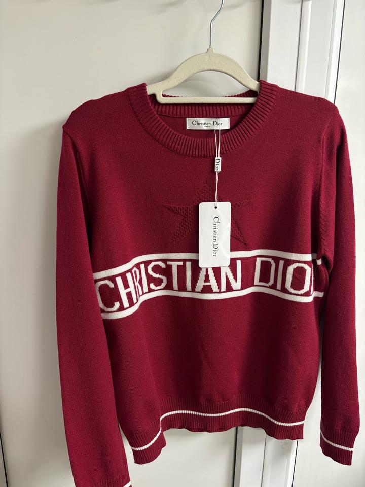 Джемпер Christian Dior женский бордовый с логотипом