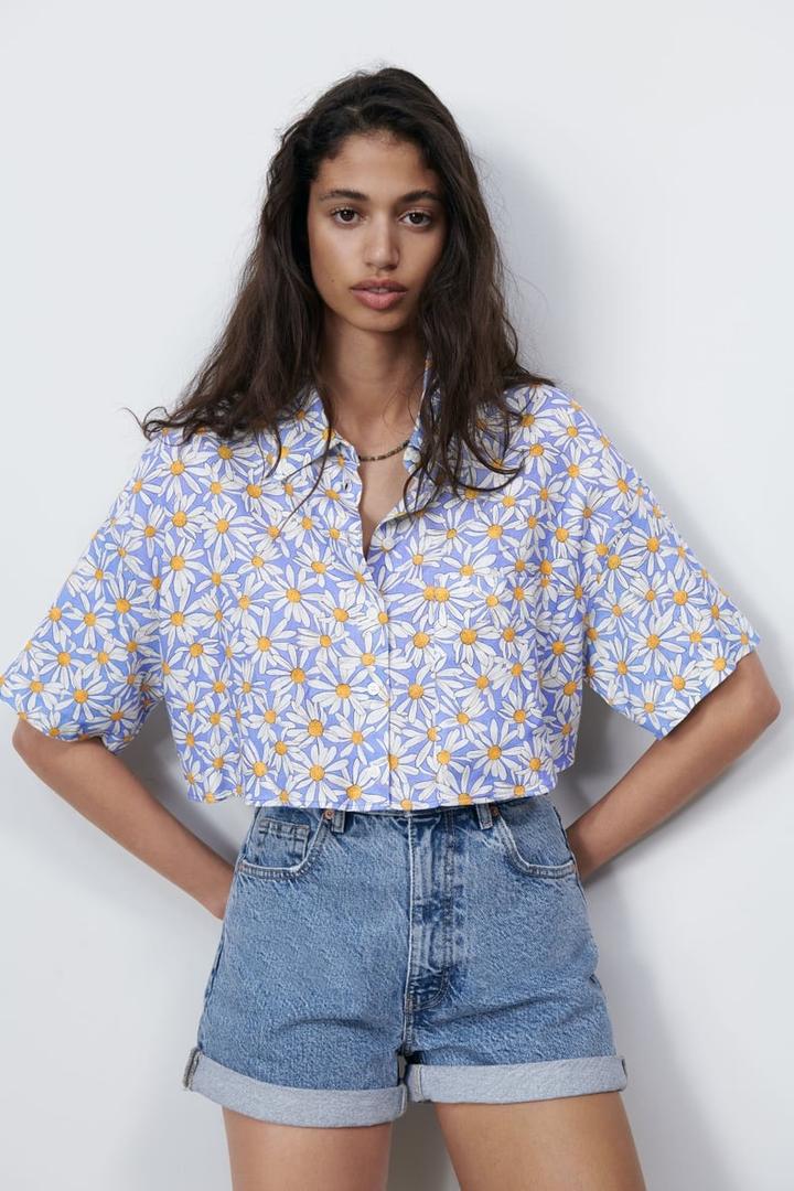 Рубашка ZARA с принтом ромашки