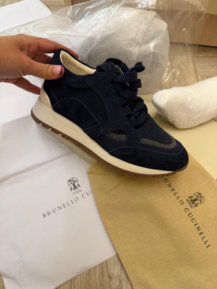 Кроссовки Brunello Cucinelli из замши и трикотажа
