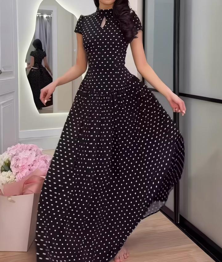 Платье длинное в горошек