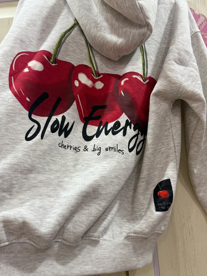 Zara Толстовка с капюшоном с принтом вишен