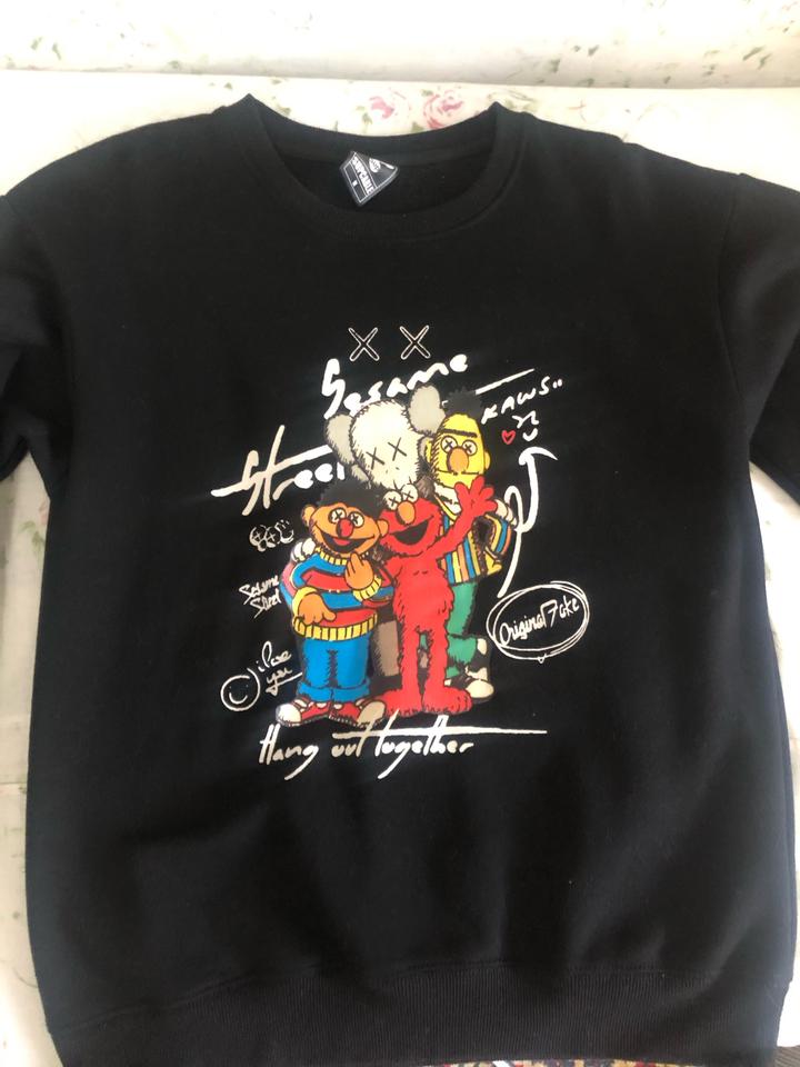 SUPCABLE Толстовка   Свитшот черный Kaws x Sesame Street (Улица Сезам)