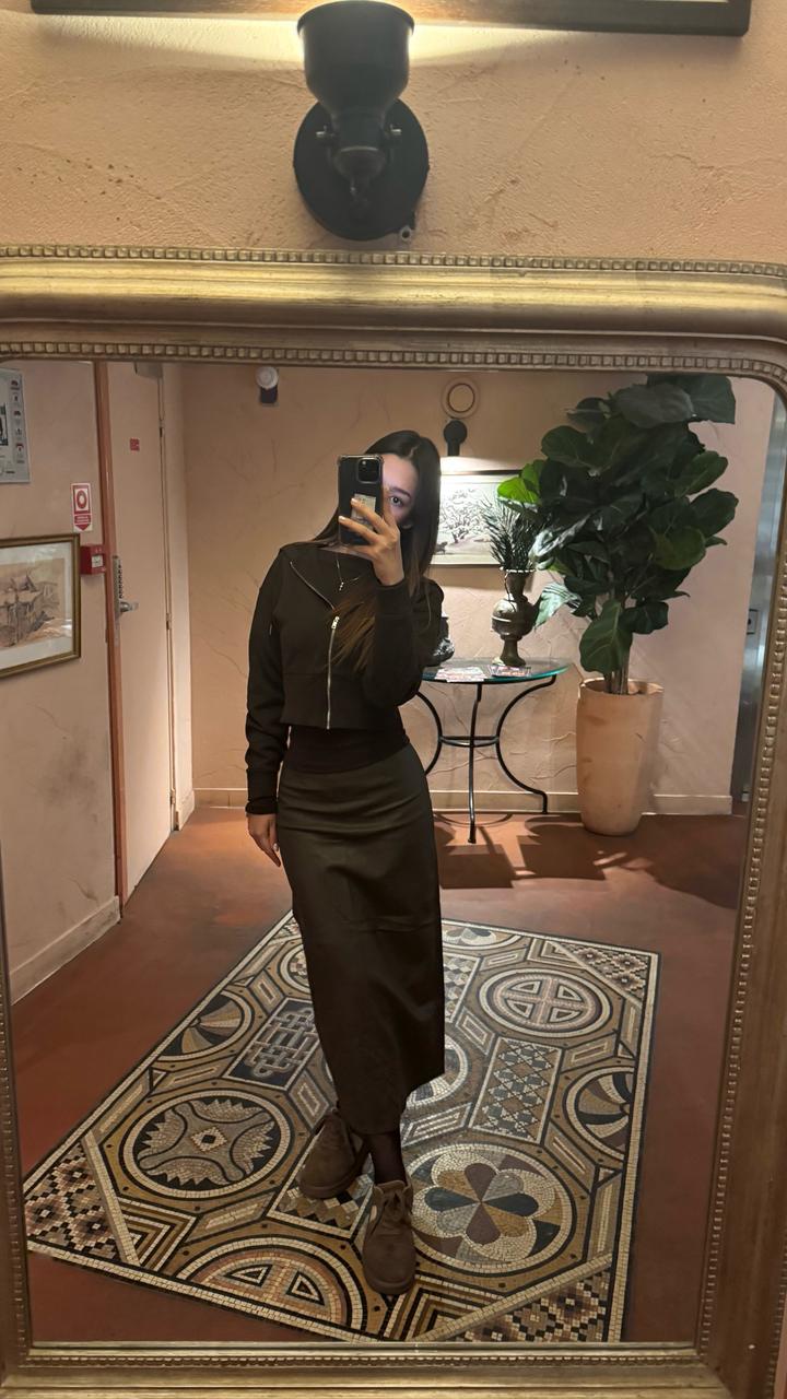 Zara Кожаная юбка миди
