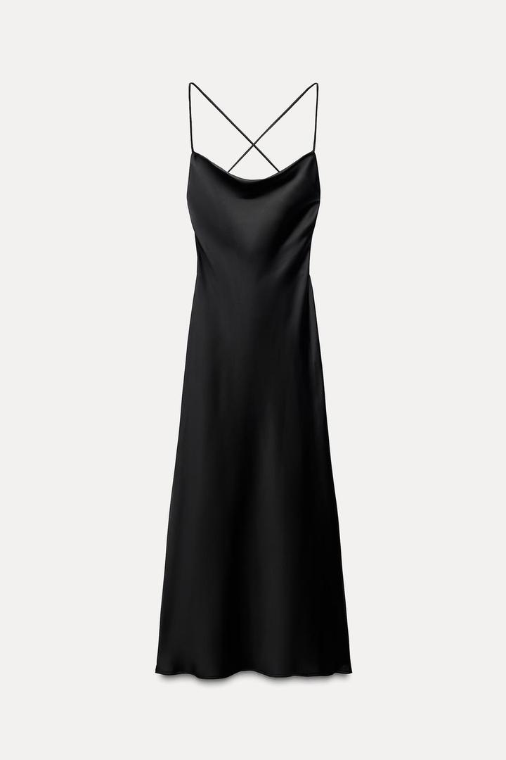Платье-комбинация миди с открытой спиной Zara