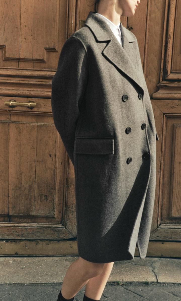 Пальто женское ZARA WOOL BLEND DOUBLE- BREASTED COAT