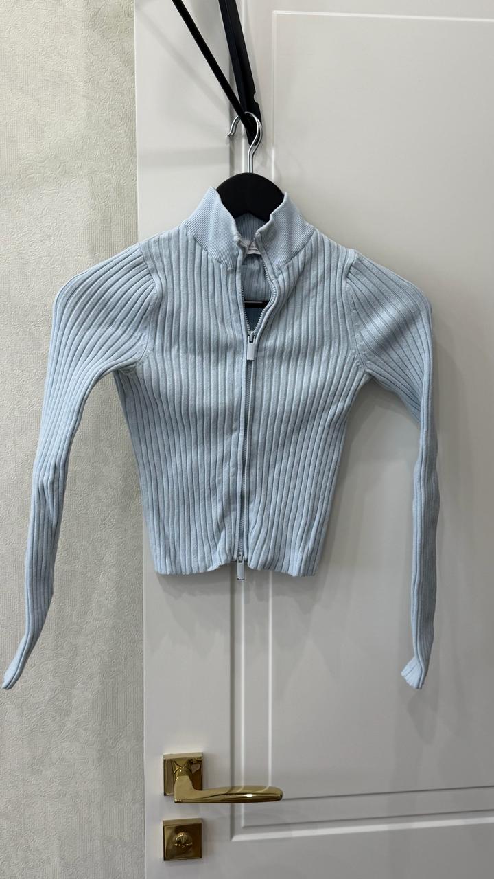 Zara Трикотажная кофта на молнии в рубчик