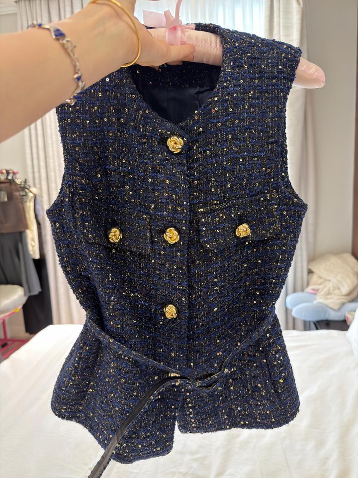 Твидовая жилетка с пайетками Zara