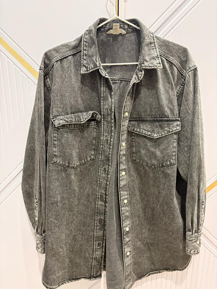 H&M Рубашка серая джинсовая