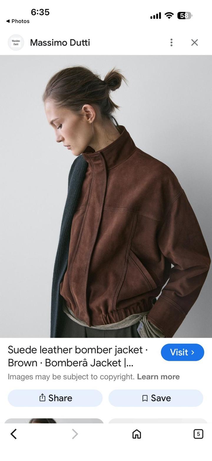 Женский замшевый бомбер Massimo Dutti