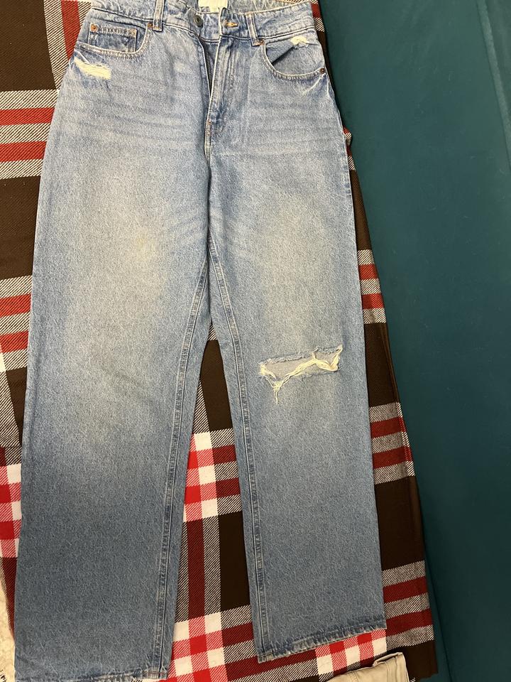 H&M Джинсы широкие укороченные джинсовые женские
