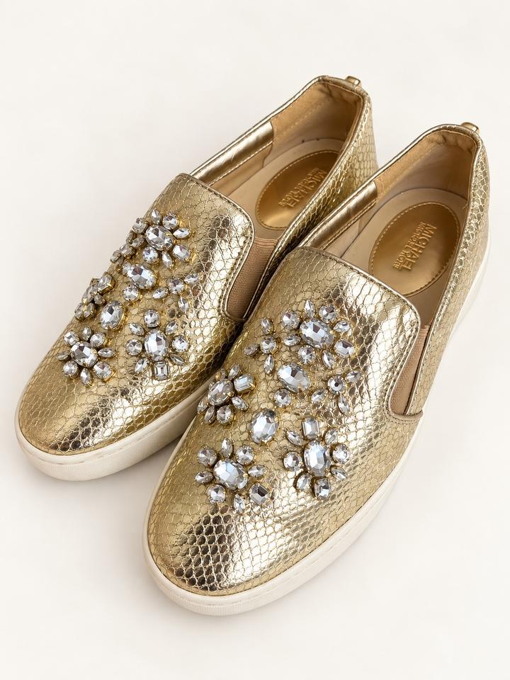 Золотые слипоны Michael Kors с кристаллами
