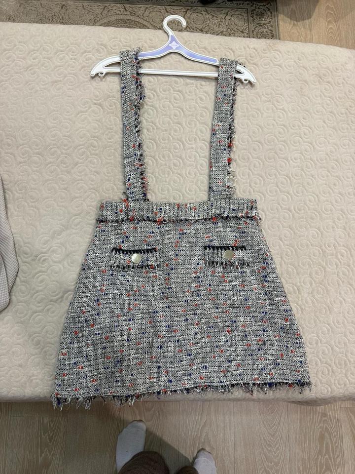 Zara Твидовый сарафан с бретелями