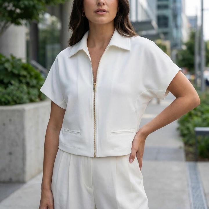 Zara Укороченная блуза с воротником на молнии