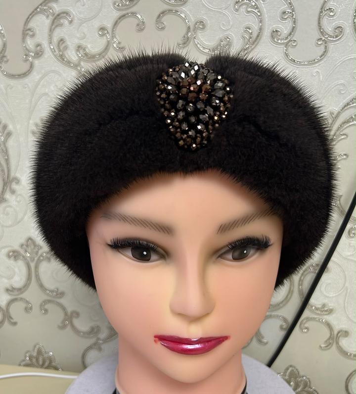 Karimova Katya Меховая повязка на голову из норки коричневая