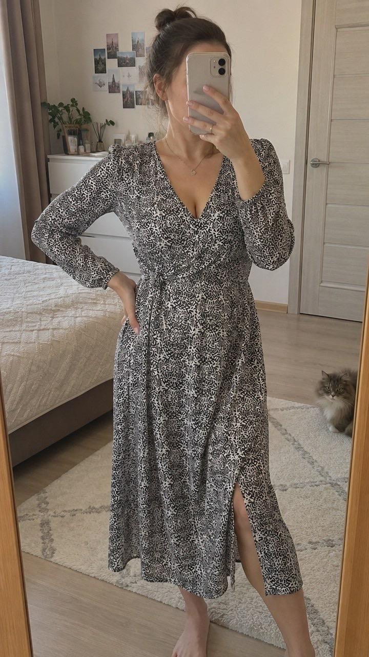 Платье ZARA миди с принтом