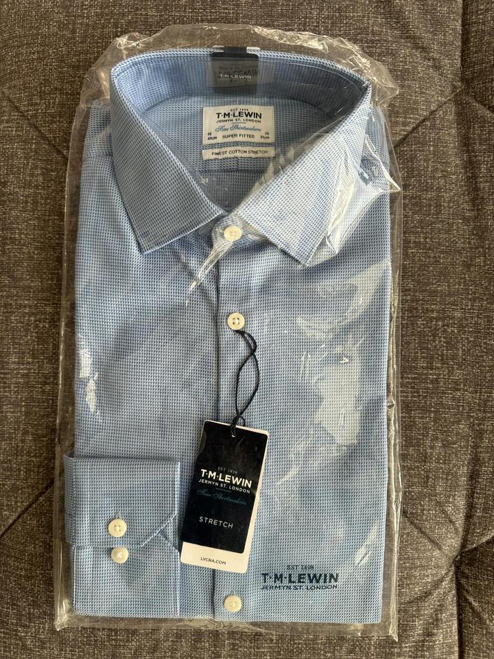 Новая рубашка T.M.Lewin London, Super Fitted Stretch, ворот 41, рукав 91