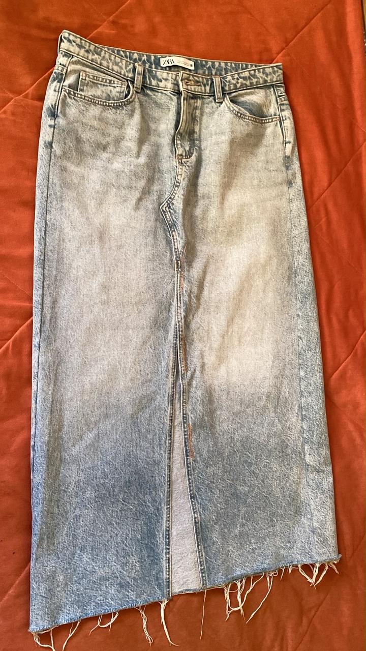 Джинсовая юбка миди ZARA