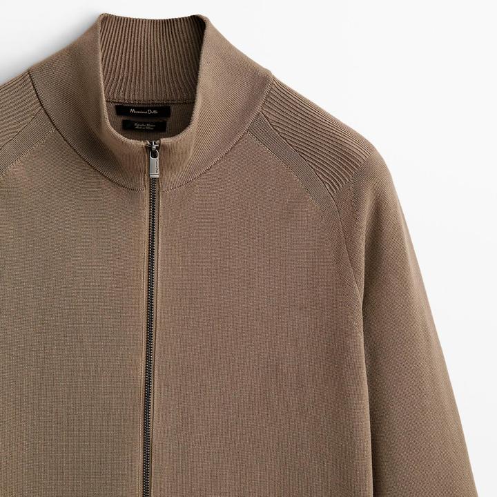 Премиальный трикотажный кардиган на молнии Massimo Dutti Extraﬁne Cotton