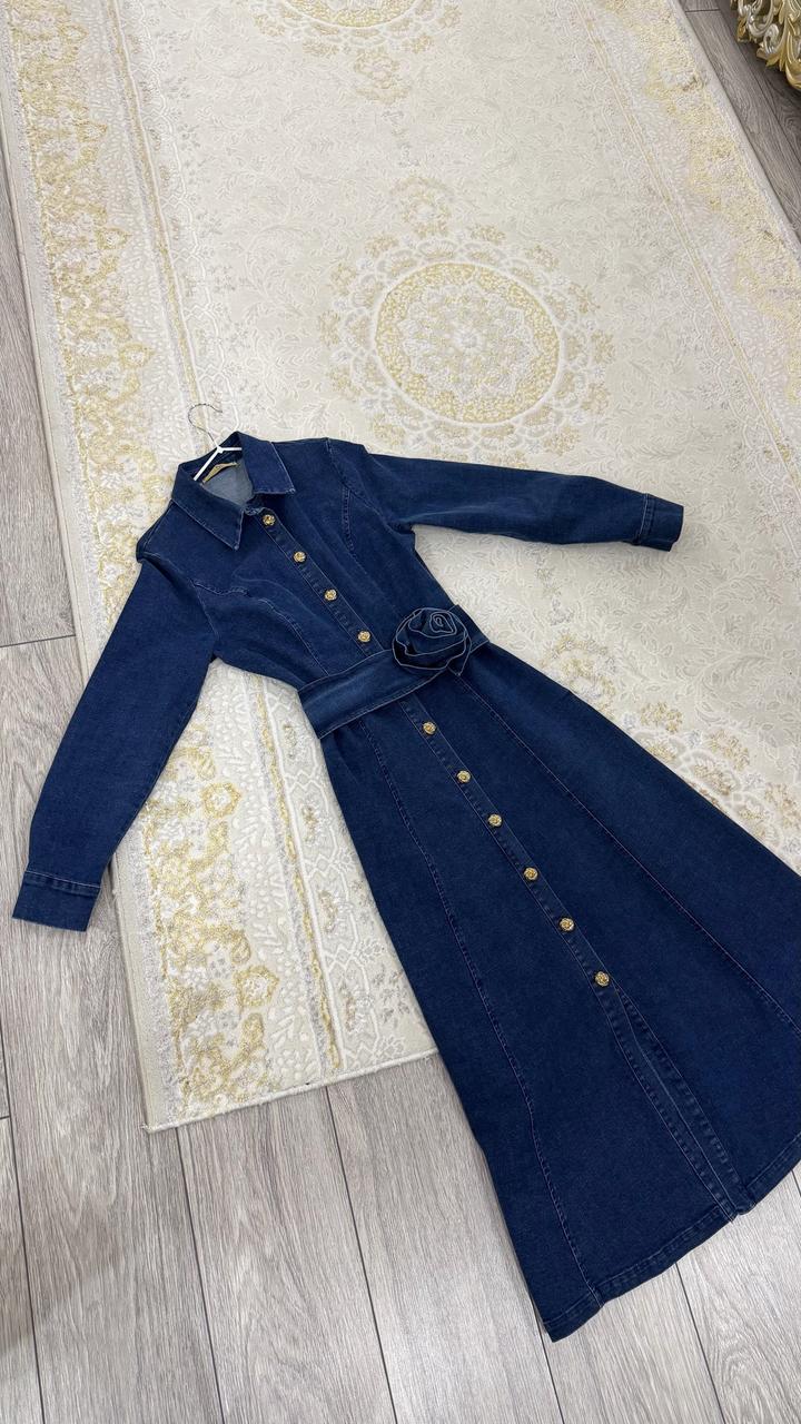 look by Banu Джинсовое платье миди на пуговицах