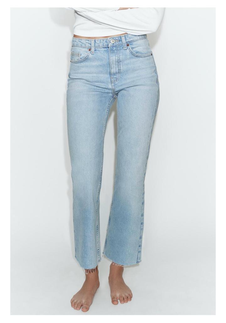 Zara ДЖИНСЫ TRF CROPPED FLARE С ВЫСОКОЙ ПОСАДКОЙ Джинсы с высокой посадкой и необрабо