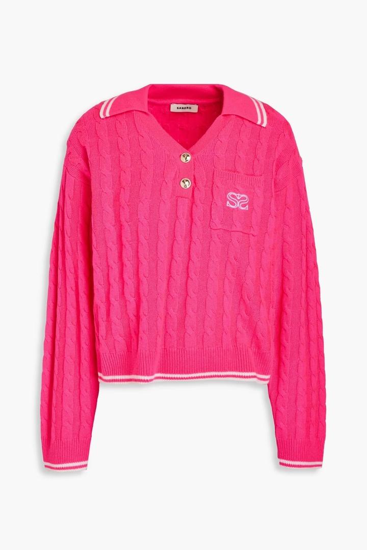 Sandro свитер Cable-knit wool and cashmere-blend sweater Clothing
