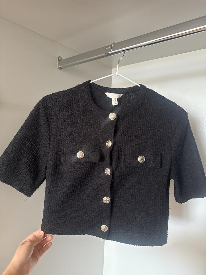 Укороченный твидовый жакет H&M