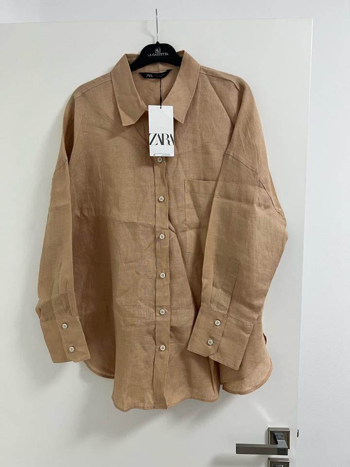 Рубашка ZARA из льна оверсайз