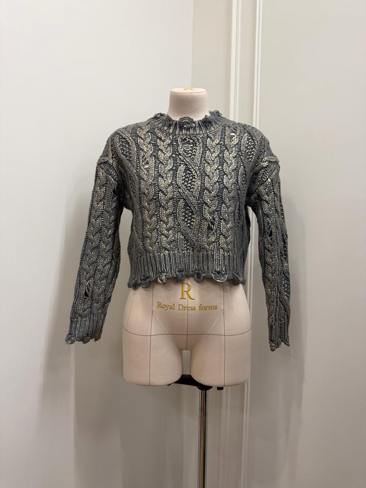 Укороченный джемпер ZARA с эффектом рваного полотна