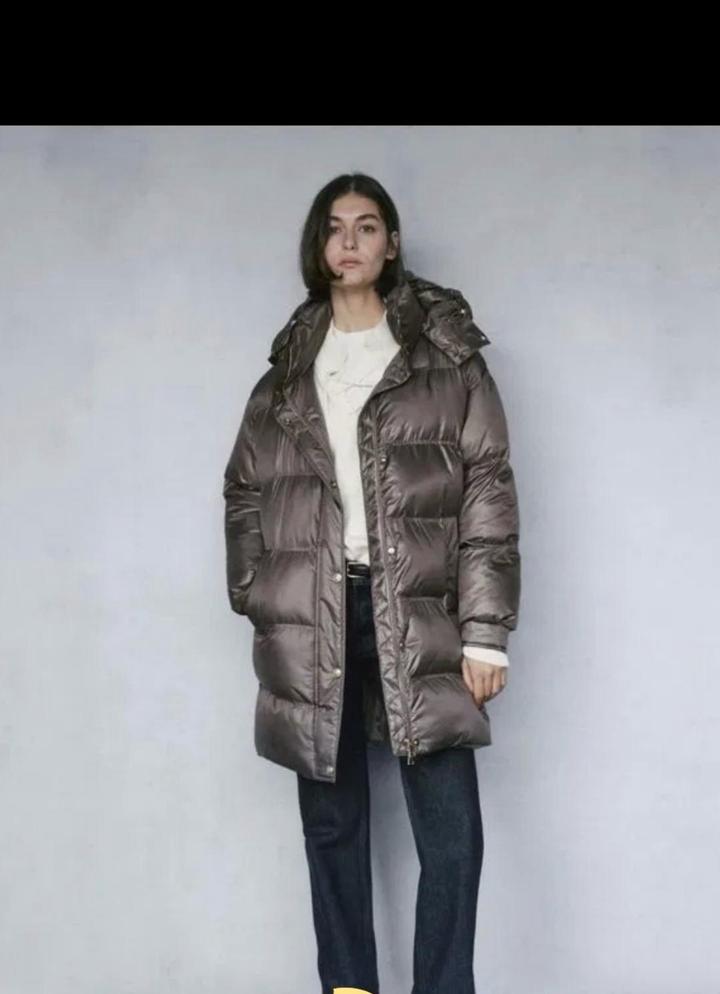 Пуховик Massimo dutti оверсайз коричневый