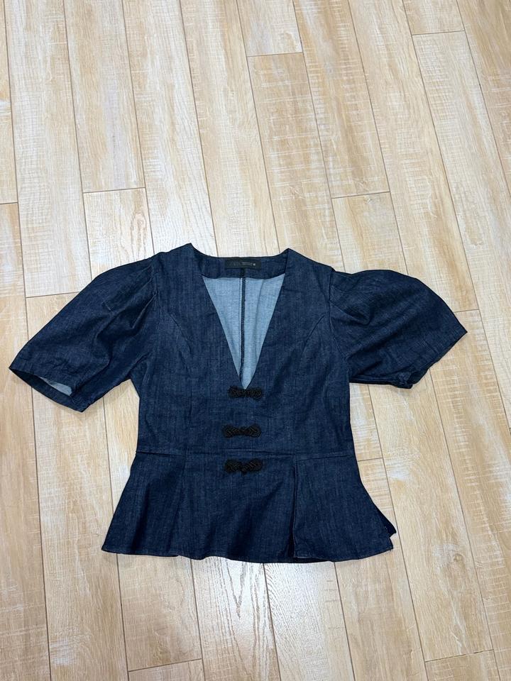 Джинсовая блуза ZARA с баской