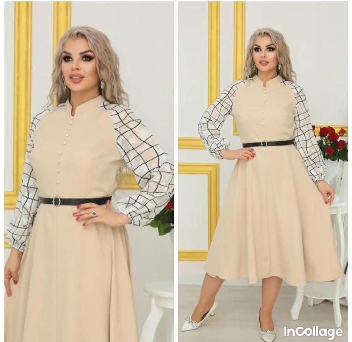 Платье с длинным рукавом в клетку
