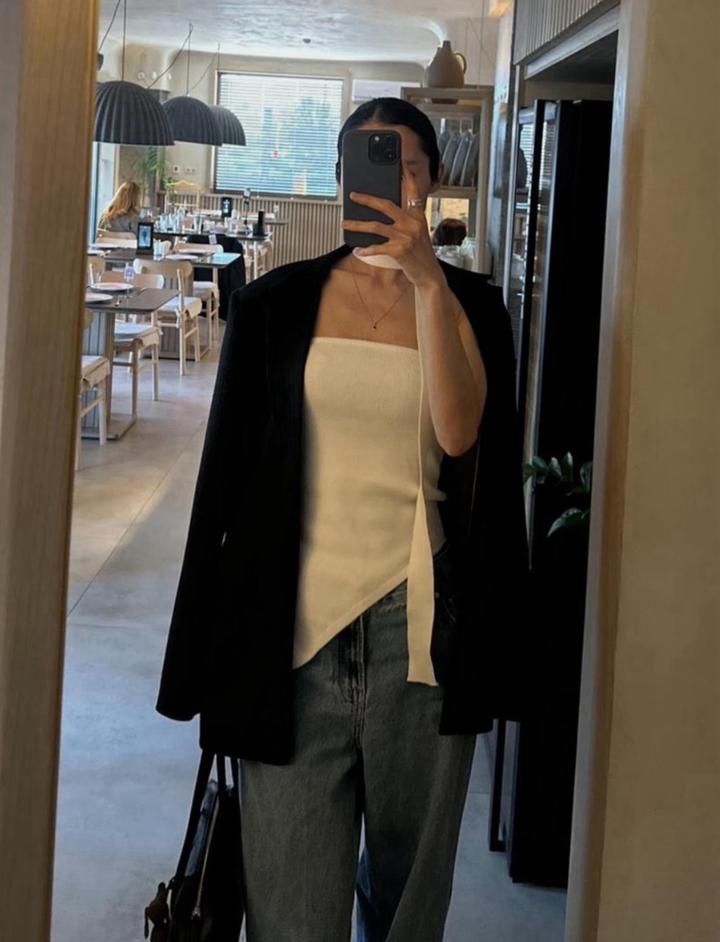 Stradivarius Трикотажный топ бандо асимметричный