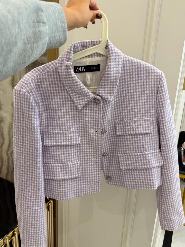 Укороченный жакет ZARA в клетку